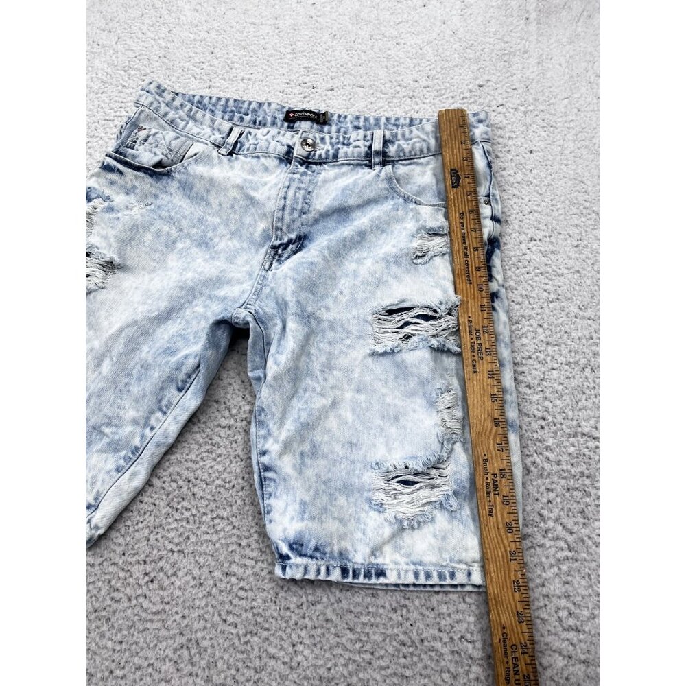 Men's Southpole Acid Wash Cotton Distressed Denim Shorts Size 38 Regular - Picture 4 of 10